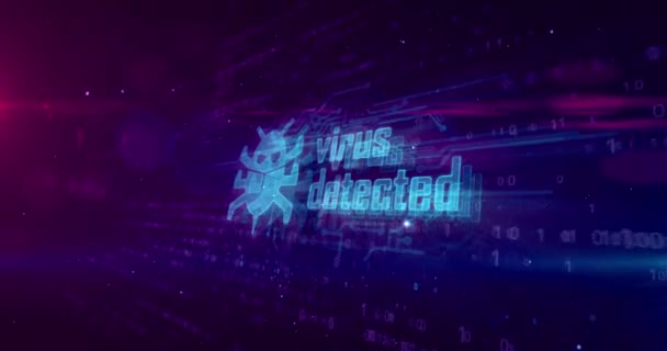 Virus Detekterat Hologram Digital Bakgrund Worm Cyber Attack Och Varning — Stockvideo