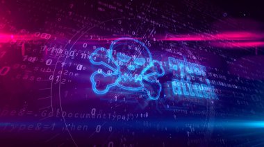 Kafatası ile siber saldırı hologram kavramı