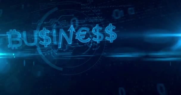 数字背景下的商业全息图概念 比特币和加密货币市场 金融成功和商业抽象概念 隧道式的可循环和无缝3D — 图库视频影像