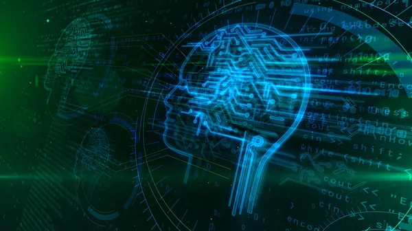 Artificiell intelligens med Cyber Head-symbol — Stockfoto