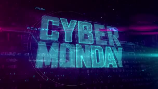 Cyber Monday Gloeiende Hologram Intro Dynamische Digitale Achtergrond Moderne Futuristische — Stockvideo