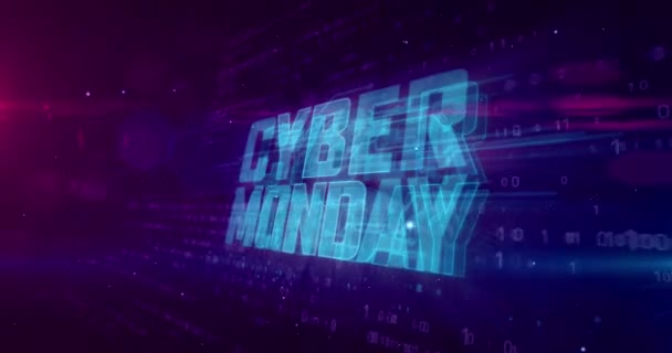Cyber Monday Intro Holograma Brilhante Fundo Digital Dinâmico Moderna Futurista — Vídeo de Stock