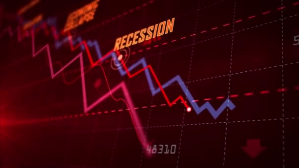 Recession Business Crash Markets Economic Collapse Stock Crisis Concept Red — Stock Video