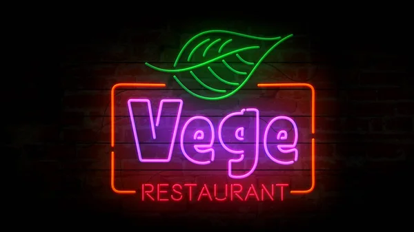 Vege restaurant neon — Stock Photo, Image