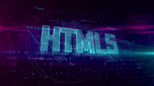 Dinamik Dijital Arka Planda Html5 Parlayan Hologram Intro Modern Fütüristik — Stok video