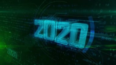 Dinamik dijital arka plan yenilik hologram intro 2020 Yılı. Modern ve fütüristik 3d konsept 4k animasyon.