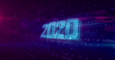 Dinamik dijital arka plan yenilik hologram intro 2020 Yılı. Modern ve fütüristik 3d konsept 4k animasyon.