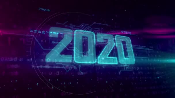 2020 Rok Innowacji Hologram Intro Dynamiczne Tło Cyfrowe Nowoczesna Futurystyczna — Wideo stockowe