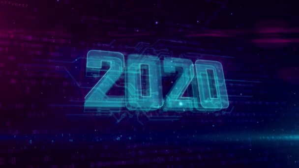 2020 Año Innovación Holograma Introducción Fondo Digital Dinámico Moderno Futurista — Vídeo de stock