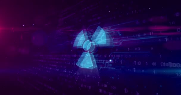 Nuclear Warning Symbol Hologram Intro Dynamic Futuristic Background Modern Futuristic — Stock Video