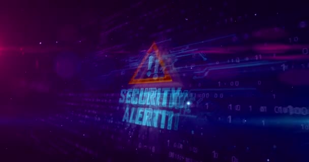 Intro d'hologramme d'alerte de sécurité sur fond futuriste dynamique. Concept moderne et futuriste de sécurité informatique, d'avertissement et de protection numérique. Animation 3D .