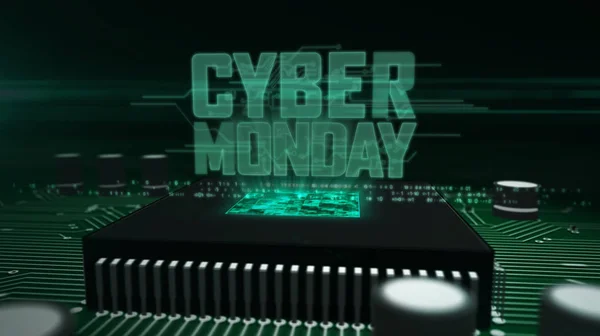 CPU on board with cyber monday hologram