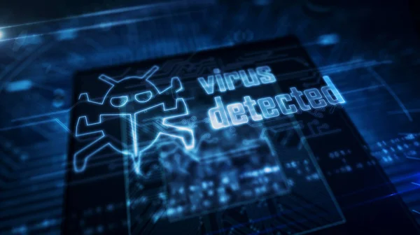 CPU om bord med virus detekteret hologram - Stock-foto