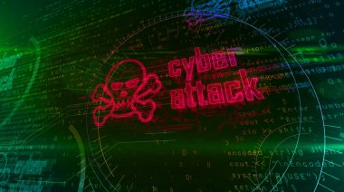 Kafatası ile siber saldırı hologram kavramı