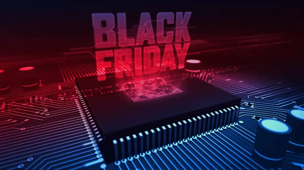 CPU on board with black friday hologram