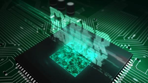 CPU na palubě s internetovými hologramem — Stock fotografie
