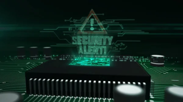 CPU on board with security alert hologram