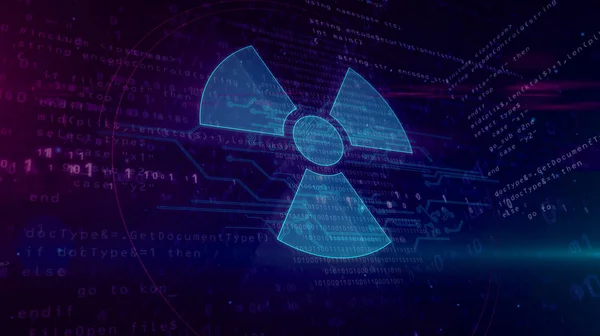 核記号ホログラムを用えたサイバー戦争 — ストック写真
