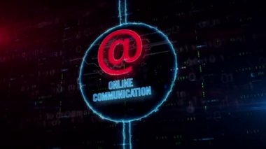 Dijital arka planda dinamik elektrik çemberinde sembol hologramı online iletişim witn. İnternet masajı, e-posta ve sosyal medya bağlantısı modern kavramı.