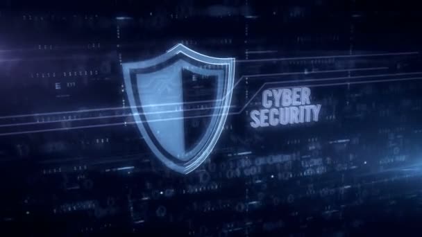 Cibersegurança Cadeado Símbolo Azul Holograma Animação Conceito Futurista Proteção Digital — Vídeo de Stock
