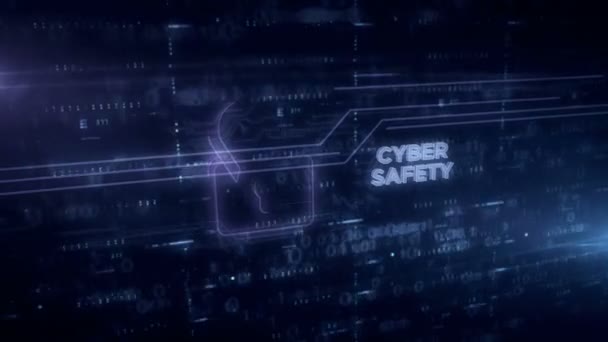 Fermeture cadenas symbole hologramme animation 3d. Concept moderne de cybersécurité, connexion sécurisée et sécurité Internet sur fond numérique .