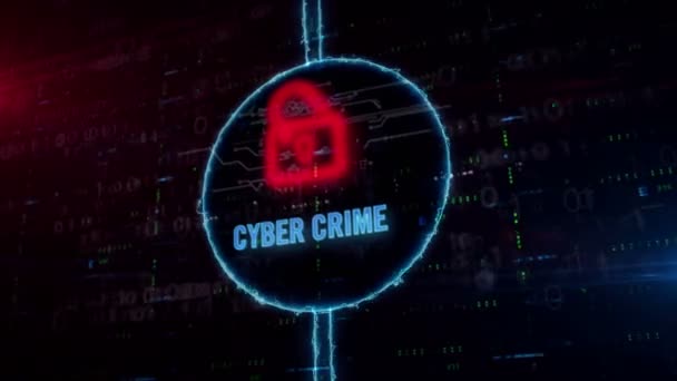 Cyberattack Och Skalle Symbol Hologram Dynamisk Elektrisk Cirkel Digital Bakgrund — Stockvideo