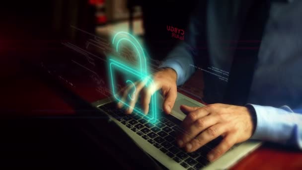 Siber Saldırı Bilgisayar Korsanlığı Kimlik Avı Casus Yazılım Suç Hırsızlık — Stok video