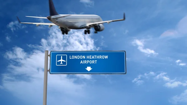 Přistávací plocha v Londýně Heathrow s tabulkou — Stock fotografie