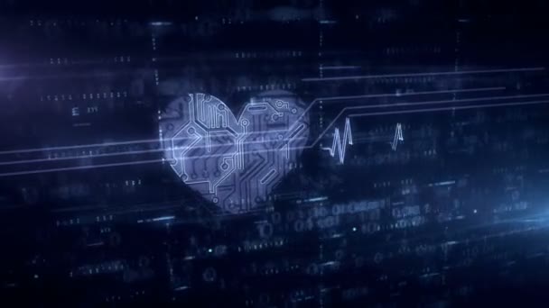 Cybernetic Corazón Símbolo Holograma Animación Concepto Moderno Amor Citas Cibernéticas — Vídeo de stock