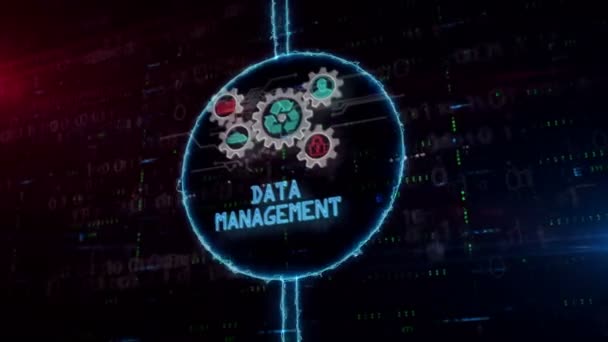 Symbol Správy Dat Hologram Dynamickém Elektrickém Kruhu Digitálním Pozadí Moderní — Stock video