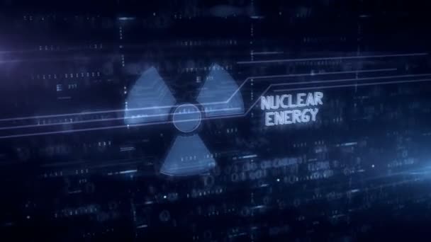 Atomenergie Symbol Hologramm Animation Modernes Konzept Der Wissenschaft Gefahrensymbol Und — Stockvideo