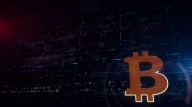 Bitcoin sembolü üçte daha düşük. İçerik için alan ile sorunsuz ve döngülenebilir dijital arka plan. Blockchain teknolojisi, kripto para birimi, dijital ödeme ve sanal para soyut fütüristik kavramı.