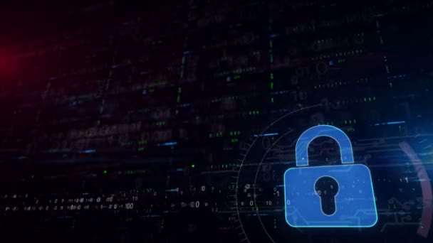 Ciberseguridad Símbolo Candado Tercios Inferiores Fondo Digital Inconsútil Loopable Con — Vídeos de Stock