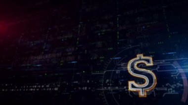 Dolar sembolü üçte daha düşük. İçerik için alan ile sorunsuz ve döngülenebilir dijital arka plan. Soyut fütüristik para, iş, ekonomi, pazarlama, finans ve e-ticaret kavramı.
