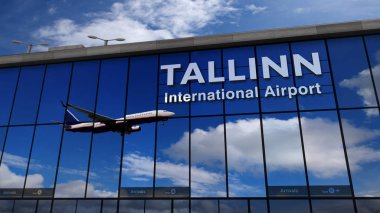 Tallinn uçak iniş, Estonya terminalinde aynalı