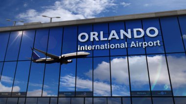 Orlando, Florida'ya uçak inişi terminaline yansıtıldı