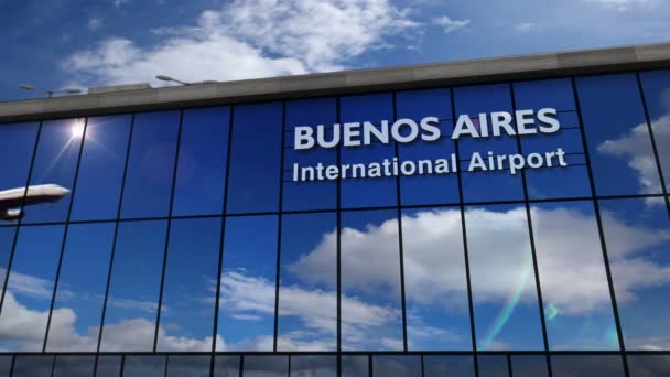 Aviones Reacción Aterrizando Buenos Aires Argentina Animación Renderizado Llegada Ciudad — Vídeo de stock