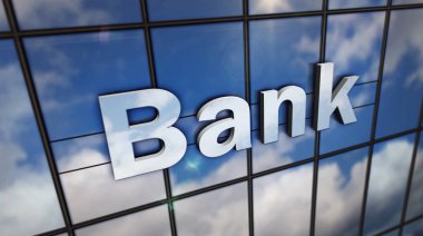 Banka camı aynalı bina.