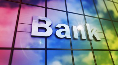 Banka camı aynalı bina.