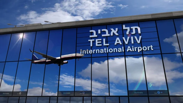 Tel Aviv 'e inen uçak terminale yansıdı.