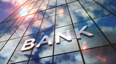 Bank glass skyscraper with mirrored sky clipart