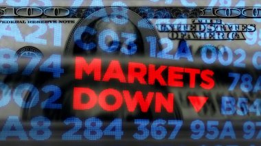 Durgunluk, kriz, borsa düşüşü, finansal durgunluk, küresel ticaret düşüşü, çöküş ve ekonomik çöküş. Arkaplanda dolar parası olan soyut konsept 3d illüstrasyon.