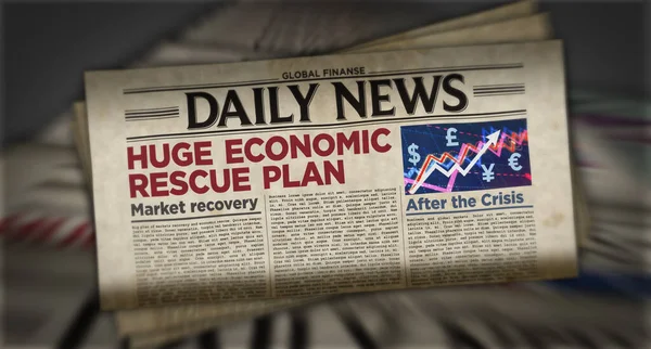 Gazdasági Megmentési Terv Vírusjárvány Válság Piacélénkítési Hírek Után Napi Újságnyomtatás — Stock Fotó