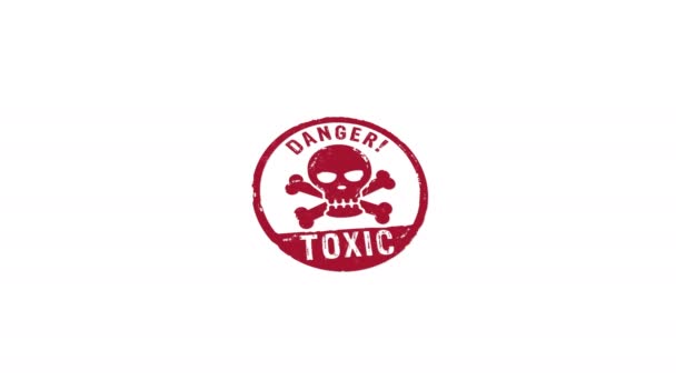 Toxic Danger Skull Stamp Hand Stamping Impact Isolated Animation Poison — Stock Video