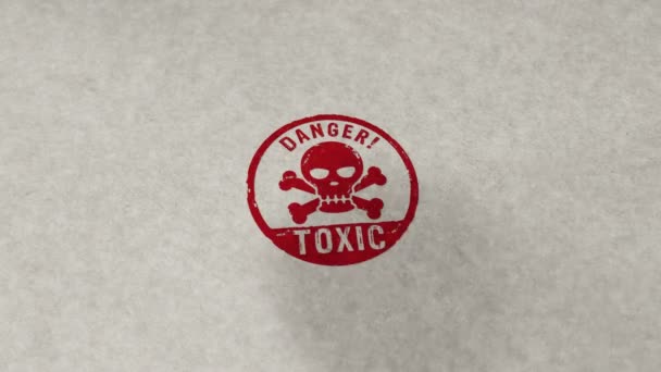 Токсична Небезпека Маркуванням Черепа Циклічна Безшовна Анімація Ручне Штампування Попередження — стокове відео