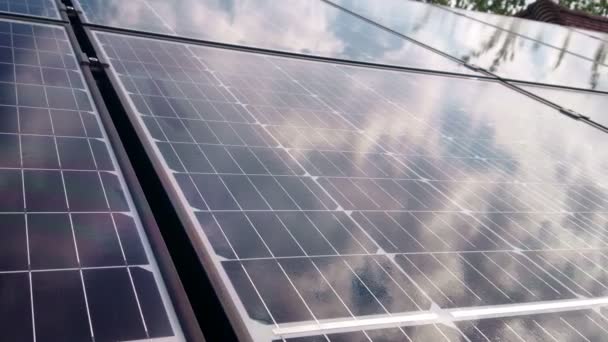 Fotovoltaïsche Energieopwekking Duurzame Groene Stroom Elektriciteitsproductie Ecologische Bedrijvigheid Zicht Van — Stockvideo