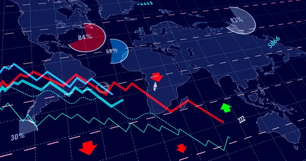 Globální Krizový Graf Graf Dolů Pozadí Mapy Světa Ilustrace Obchodní — Stock fotografie