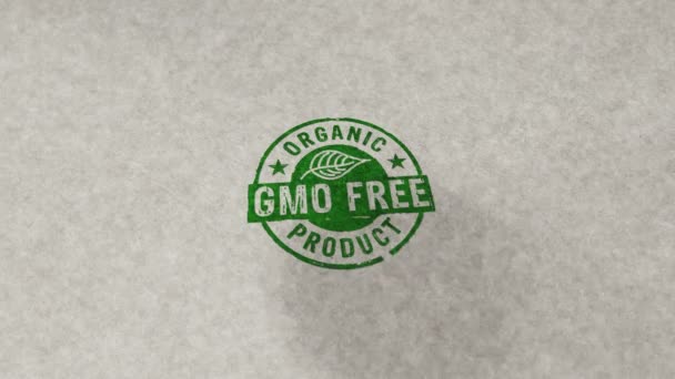 Gmo Free Βιολογικό Προϊόν Σφραγίδα Loopable Και Απρόσκοπτη Animation Πρόσκρουση — Αρχείο Βίντεο