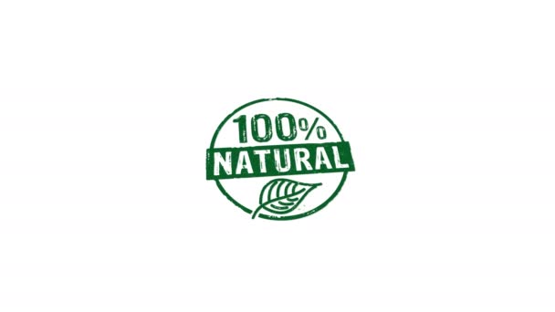 100 Natural Carimbo Mão Carimbar Impacto Animação Isolada Ecologia Bioalimentos — Vídeo de Stock