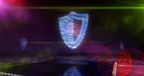 Cyberbezpieczeństwo Cyfrowa Osłona Firewall Technologia Ochrony Komputera Futurystyczna Koncepcja Symbol — Zdjęcie stockowe